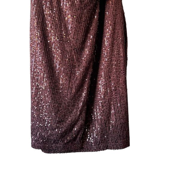 Windsor Sequin Brown Mini Dress Womens Sz XL Draped Strapless Evening Party Prom - Picture 4 of 12